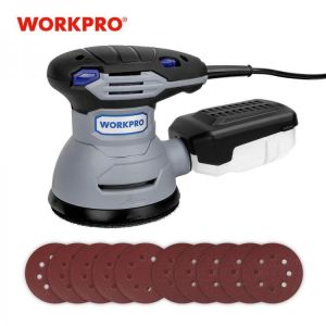 WORKPRO 300W Random Sander with Variable Speed Random Orbit Sander with 10PC sandpaper Dust exhaust and Hybrid dust canister